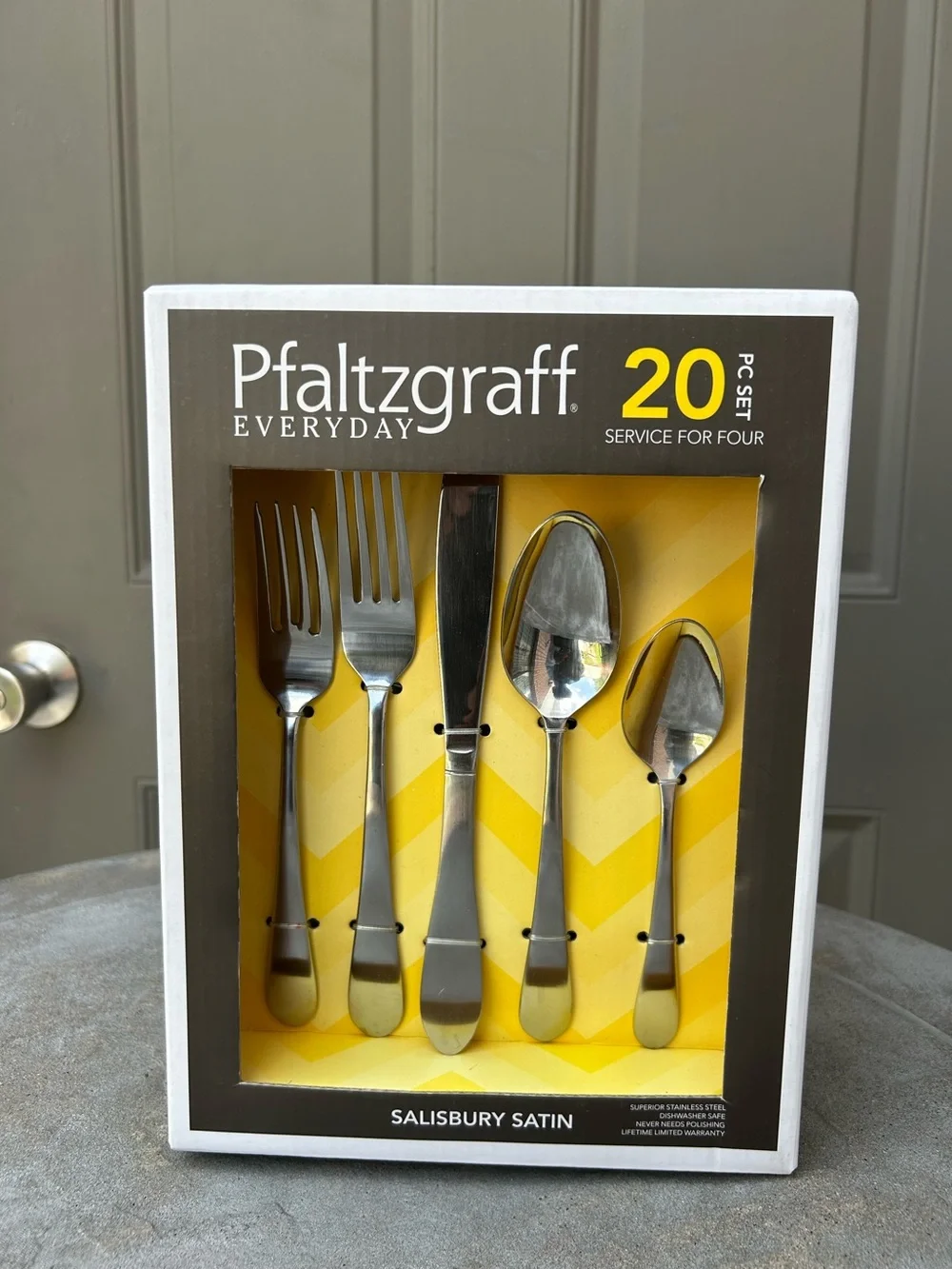 Pfaltzgraff Everyday Salisbury Satin 20-Pc Flatware Set - Silver Service for 4